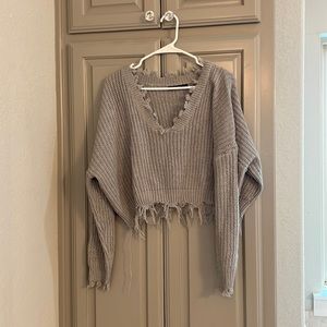 Grey oversized crop sweater
